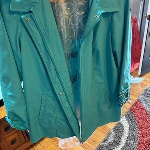 Dennis Basso Teal Trench Coat
